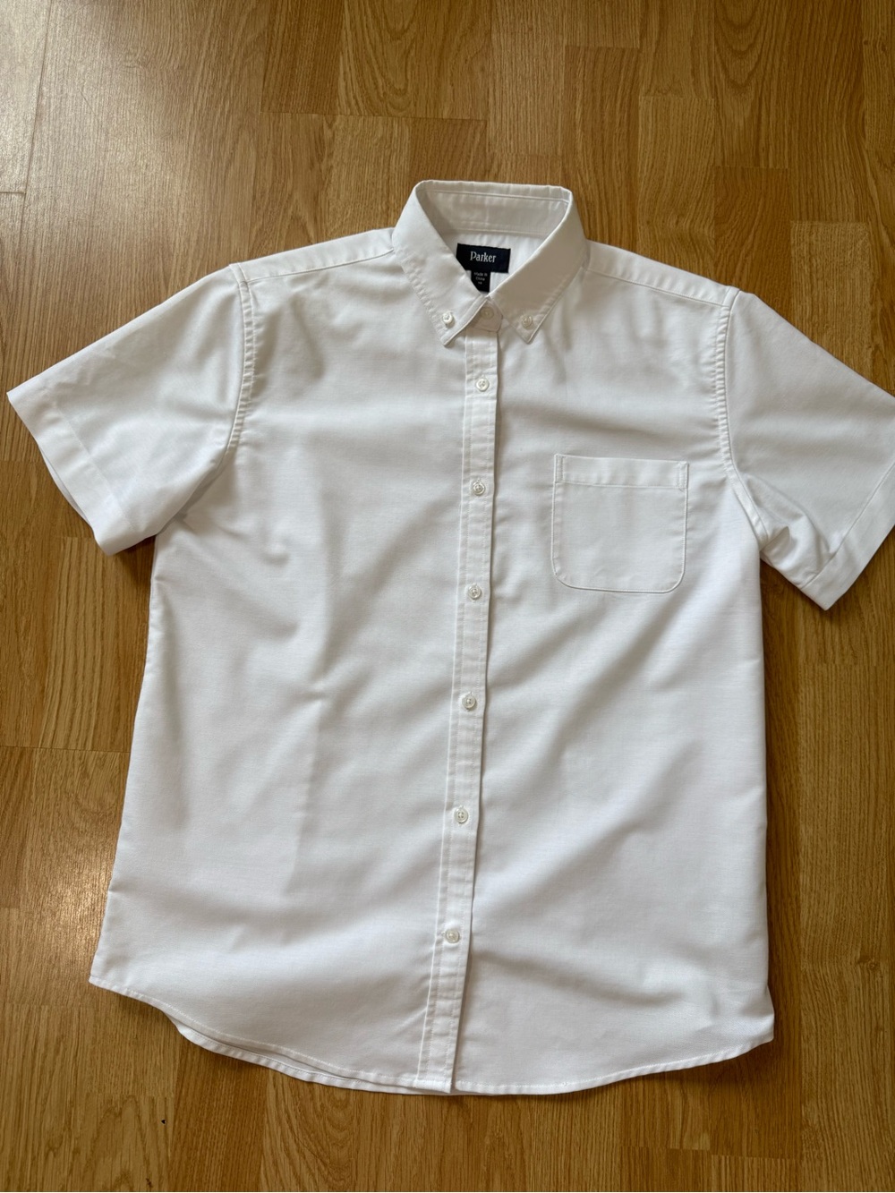 Parker Youth's  Short Sleeve Button-Down Shirt in White - Size 14
